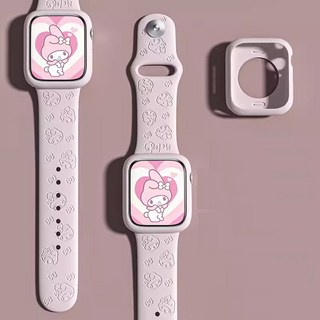 시나모롤 헬로 키티 스트랩 애플워치밴드 호환 아이폰워치 스트랩 +Integrated International Trade Co. Ltd 머리핀, 핑크 마이멜로디+케이스, 1개