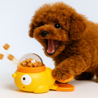 귀여운 강아지 고양이 겸용 간식 퍼즐 토이 오리 장난감, 1개, 노란색