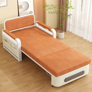 多功能摺疊沙發床，小戶型適用，伸縮兩用，可作單人或雙人床, 天空灰丨可儲物款丨,108cm+7cm海綿（可儲物）