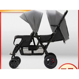 둥이둥이 유모차 경량 접이식 휴대용 유모카, 디럭스 젠틀맨 그레이 고무 바퀴 가죽