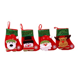 러브심플 크리스마스 산타 양말 주머니 성탄절 벽걸이 장식 트리장식 서프라이즈 선물 소품, 4개, 스팽글