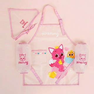 유아 아동 방수 투명 앞치마 토시 두건 3종 핑크퐁 케릭터 어린이집 유치원 요리 미술 준비물
