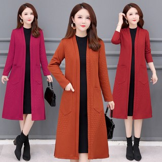 카카보보 빅사이즈 봄가을 엄마옷 롱 트렌치코트 슬림핏 긴팔 재킷 가디건 포켓 외투 데일리 캐주얼 아우터