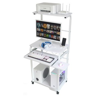 틈새 좁은공간 학생 학원 원룸 이동식 2단 공간절약형 1인용 컴퓨터책상, 화이트