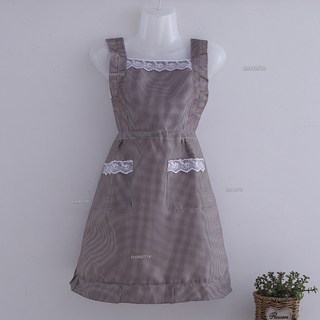 熱銷 韓版圍裙傢用廚房防汙耐磨帆佈圍腰成人上班網紅工作服洋氣做飯女, 1個, 滌綸雙層背帶公主裙咖