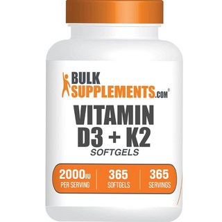 벌크 서플리먼츠 닷컴 BulkSupplements. com 비타민 D3 + K2 소프트젤 - D3 K2 보충제 글루텐 프리 1회 제공량당 1개(2000IU) 365개(1, 벌크 서플리먼츠 닷컴 BulkSupplements. c, 1개
