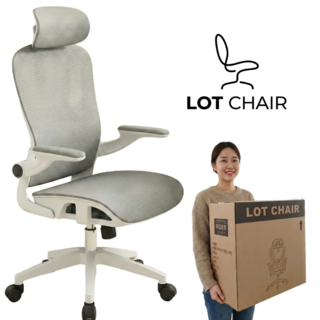 [안전검사] LOTCHAIR 맞춤형 사무용 컴퓨터 의자, 화이트+그레이