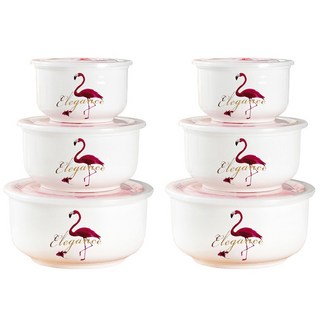 투데이리빙 6개 세트 세라믹 소재 진공 밀폐 용기 전자레인지 사용 가능 학생 직장인 야외 피크닉 휴대용 전자렌지용 도시락 국통 죽통 반찬통 도시락통, 300ml 2p + 500ml 2p + 900ml 2p, 1세트