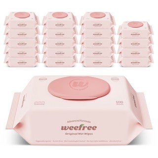 위프리 제로 핑크 엠보싱 아기물티슈, 20개, 100매, 55g