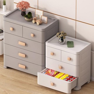 置物架 收納櫃 儲物櫃收納櫃抽屜式塑料家用客廳零食儲物櫃收納箱子多層衣物床頭置物櫃, 【50面寬】❤輕奢磨砂混灰-全大抽,3層