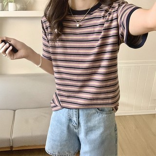 별맘 여성 스트레이프 반팔티 순면 빈티지티셔츠