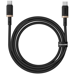 Baseus倍思Type-C to Type-C 100W快充傳輸線，尼龍編織數據線，適用於手機、平板、筆記本電腦, 黑, 1個, 1m