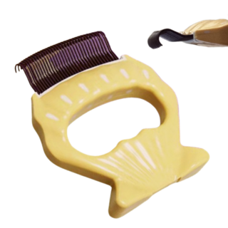 키앤 고양이 털 싹쓸이 갈고리 조개빗, 1개, 브라운