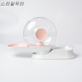 고양이 그릇 자동 먹이기 물푸른색 대용량 고양이 먹이기 정수기 고양이 대야 애완견 먹이 그릇 물 일체, 1개, 핑크