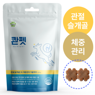 콴펫 강아지 관절 종합영양제 슬개골 체중관리 유산균, 1개, 뼈/관절강화, 60정