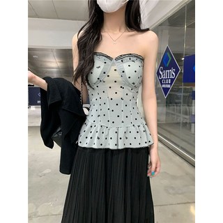 純欲風波點露背無袖抹胸背心女魚骨修身裹胸外穿辣妹收腰新款小眾