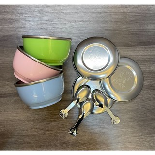 台灣製三色碗 兒童碗 304不鏽鋼隔熱碗 SGS合格 幼稚園指定專用 304不鏽鋼蓋隔熱碗, 台灣製, 1套, 1藍殼碗,1鋼蓋,1湯匙=1套(袋裝無吊卡)