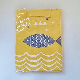 匯鮮市集 魚圖保溫袋 防水帆布午餐袋 印花手提袋 便當袋, 1個, 黃色