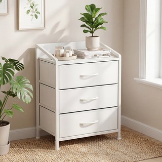 KOTTII 침대 협탁 서랍장 사이드 테이블 수납 선반, 화이트 B + 3서랍, 1개