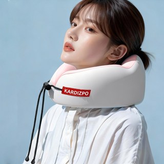 휴대용 메모리폼 목베개 경량 외출 여행용 기내용 다용도 U자 목쿠션+파우치 포함, 핑크