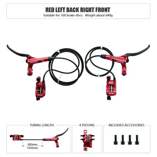 줌HB-876 4 피스톤 접이식 산악 자전거 디스크 유압 브레이크 세트 전면 800 Mm Mtb 크램프 레드 사이클링
