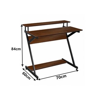 Z字型簡約書桌，附置物架，學生辦公桌，穩固耐用, 原野橡木色