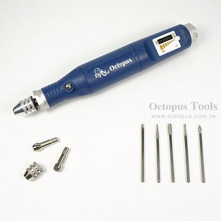 威馬五金 Octopus章魚牌 筆型刻磨機254.660 - 電動刻磨機/筆型研磨機, 1個, 刻磨機8件組 (254.660)