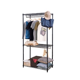 dayneeds 輕型 90x45x180公分 三層雙桿衣櫥(鎖管) 三色可選, 黑色