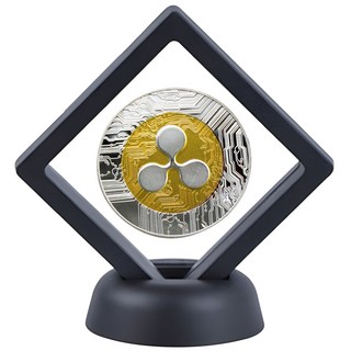 라온하제 비트코인 이더리움 리플 가상화폐 기념주화 코인 암호화폐 동전 수집 스텐드+장식장 포함, 12 리플 골드+실버