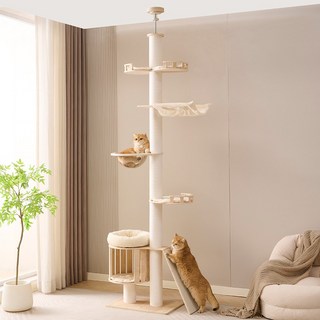 에스엘씨펫 스크래쳐 원목 고양이 캣폴 캣타워, 화이트, 1개