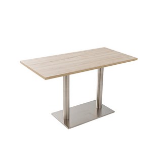 防潮塑合板餐桌 咖啡店桌椅/咖啡桌/方桌/圓桌/休閒桌/洽談桌, 不鏽鋼雙柱+白核桃(120*60公分)