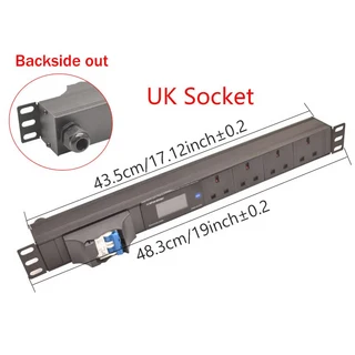 19인치 캐비닛 랙 PDU 전원 스트립 EU/US/UK C13/범용 콘센트 디지털 미터 뒷면 16/32A 4000/8000W, 07 UK Socket, 01 16A 4000W
