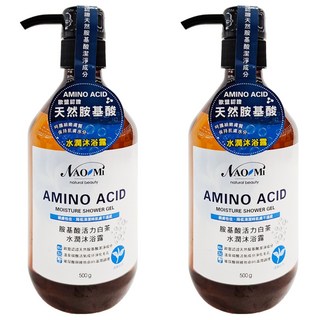 NAOMi 娜奧美 胺基酸活力白茶水潤沐浴露, 含溫泉碳酸活氧成分, 玻尿酸與維他命B5, 500g, 2瓶