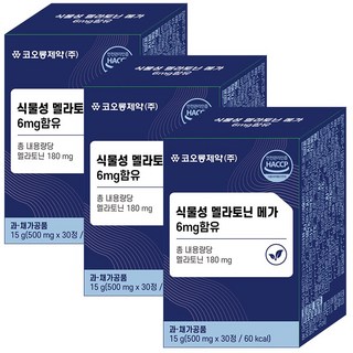 코오롱제약 식물성 멜라토닌 메가 6mg 함유 가바 식약청인증 melatonin 영양제 테아닌 트립토판, 3개, 30정