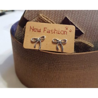 水晶森林手創館 925純銀蝴蝶結耳環 穿式耳針 國際標準純銀