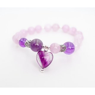 寶麗金珠寶 紫鋰輝石紫水晶手鍊 時尚女款銀飾設計 心形吊墜