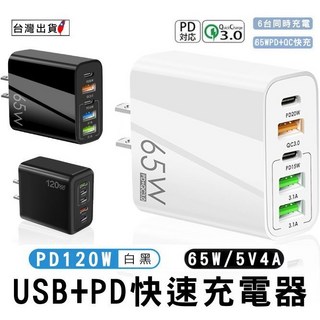 160W PD QC3.0 雙孔快充頭 I16高速豆腐頭 多孔USB C充電器 雙輸出 快速充電, 1個, 120W(3PD+2USB),白色