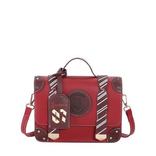 哈利波特聯名霍格沃茨魔法學院劍橋包，台灣出貨，手提斜挎包，英倫風郵差包, 獅院紅色