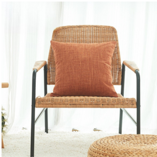 韓式極簡棉麻素色抱枕【台灣現貨】質感居家客廳沙發裝飾抱枕、枕頭、腰靠, 【枕套】橘色