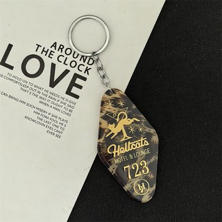 創意亞克力鑰匙扣 菱形銘牌標識掛牌 吊飾 包包配飾, 咖色豹紋, 1個