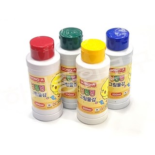 동아 노랑병아리 딩동댕 그림 물감 세트, 200ml, 4색(빨노파초)
