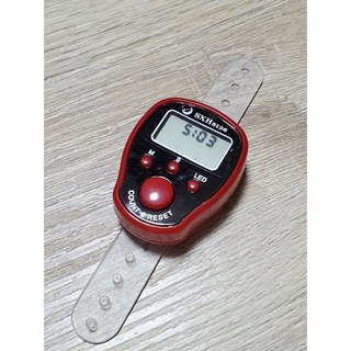 小邑的家 大螢幕時間LED手指計數器 帶燈念佛計數器 運動計步器, 紅色, 1個