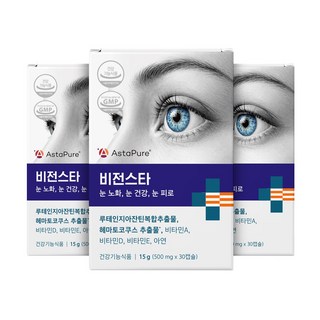 비전스타 루테인지아잔틴 5:1 루테인 아스타잔틴 12mg 눈영양제, 3개, 30정