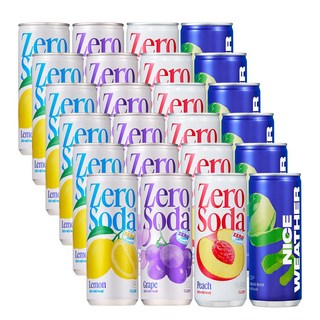 클룹 제로소다 250ml 4종 혼합(포도+레몬+청사과+복숭아), 24개
