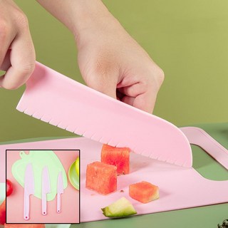 IDEA1st 식약처승인 플라스틱 유아 안전칼 안전한 어린이집 단체 요리 아동용 무독성, 1세트, 핑크 대+중+소