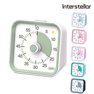 Interstellar 기적의 60분 시각타이머 무소음 몰입 공부 숙제 출근준비 회의마침 운동 독서 시간관리 아날로그 스터디 알람 스톱워치, 그린
