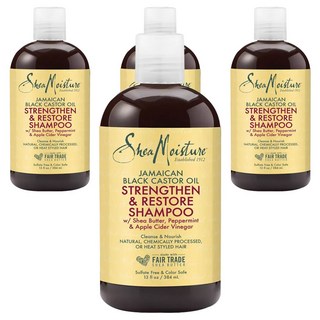 시어모이스처 자메이칸 블랙 캐스터 오일 스트렝슨 앤 리스토어 샴푸, 4개, 384ml