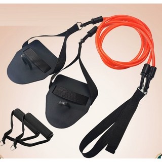 Fittest 游泳訓練器 滑水拉力帶 划手阻力帶 手蹼彈力帶 蹼手訓練，提升游泳速度與效率, 1個, 黑紅初學款-30磅阻力