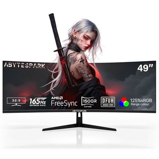 49인치 커브드 울트라 와이드 게이밍 모니터 4K 3840x1080P 144Hz/165Hz 1500R 32 9125% sRGB FreeSync 높이 조절 가능한 화면, 32"4K