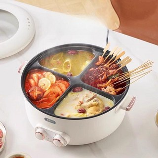 스토어에스비 멀티쿠커 전기 다용도 분리형 2in1, 4칸 전골 냄비 6L대용량, 기본 색상